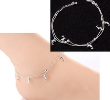 Women Silver Dolphins Bead Double Layers Anklet Foot Bracelet adjustable Gift AG Anklet price