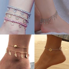 US Women Daisy Butterfly Infinite Rhinestone Crystal Anklet Ankle Bracelet Chain Anklet price