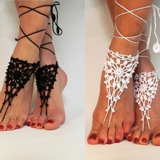 2Pcs Barefoot Anklet Sandals Crochet Beach Wedding Foot Jewelry Women Anklet price