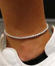 Italian 925 Solid Sterling Silver 2MM DIAMOND CUT Roc Anklet Chain 9" or 10" Anklet price