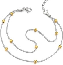 Stainless Steel Two-row Doubel Chain Anklet Bracelet with Charms of Balls Gold a Anklet price