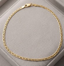 10" Italian Solid Mariner Ankle Bracelet Anklet 14K Yellow Gold Plated Silver Anklet price