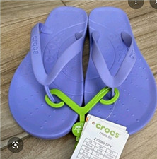 Crocs Women's Purple Logo Flip Flop Sandals US 6 EU 36-37 Rubber NIB Outdoor Sandals price