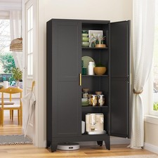 Metal Storage Cabinet 2 Doors 3 Adjustable Shelves Kitchen Pantry Laundry Room Cabinet price