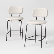 2pc 24" Upholstered with Metal Base Counter Height Barstool Cream Boucle - Bar Stool price