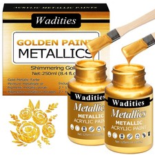 Wadities Acrylic Paint Metallic Gold, 250ml Gold Leaf Paint for Art Painting,... Gold Leaf Paint price