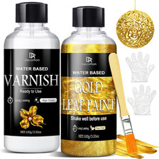 Liquid Gold Leaf Paint Kit - 3.53oz Ultra Shiny Quick Dry Metallic Gilding Pa... Gold Leaf Paint price