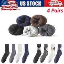 4 Pairs Mens Wool Crew Socks Winter Heavy Duty Warm Work Boots Socks Cotton US Socks (Outdoor) price