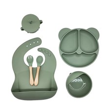 Baby feeding Set – 6 Pcs Silicone Baby Feeding Set (Green) Feeding Plate price