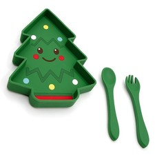 BabyX Silicone Feeding Set - 3pc , Suction Plate Spoon Fork for Baby Toddler BLW Feeding Plate price