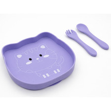 Bubidoodoo Baby Feeding Set, Suction Plate + Training Spoon / Fork BPA Free Feeding Plate price