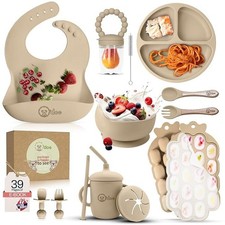 O'Doe Baby Weaning Set – 15 Pcs Silicone Baby Feeding Set. (Beige) Feeding Plate price