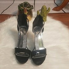 Black Rhinestone Heels Stiletto Evening Party Dress Shoes Sandals Evening Shoes price