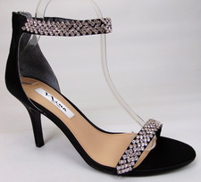 Nina Vauna Evening Heels Dress Sandals Women's Shoes, Size 8.0 M, Black Satin Evening Shoes price
