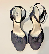 Fioni Night Black Satin Knot Strappy Kitten Heels Women's Size 11 Evening Shoes Evening Shoes price