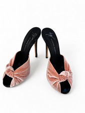 Giuseppe Zanotti Pink Velvet Bow High Heel Mules IT 38 US 7.5 Evening Shoes Evening Shoes price