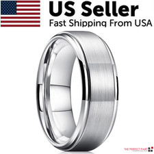 Tungsten Carbide Wedding Band Ring Brushed Silver Mens Jewelry Size 5-17 + Half Silver Wedding Band price