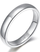 Solid .925 Sterling Silver Wedding Band Ring For Men And Women Multiple Sizes Silver Wedding Band price