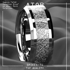 8mm Silver Tungsten Carbide Ring Sterling Silver Inlay Wedding Band ATOP jewelry Silver Wedding Band price
