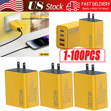 120W 4-Port USB C Fast Wall Charger Block All Cell Phone 16 15 13 11 X iPad lot Phone price