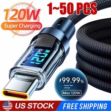 120w Super Fast USB Type-C Charging Braid Phone Charger Lead with Display LOT Phone price