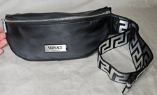 Versace Fragrances Black Silver Belt Bag Waist Pouch Fannie Pack Unisex Mens NEW Men's Belt Bag price