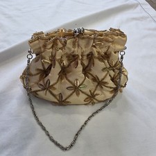 Unbranded Gold Evening Bag Beading Clasp Inner Pocket Evening Bag price