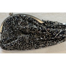 Sequin Beaded Evening Bag, Small Clutch, Silver Accent, Special Occasion Purse Evening Bag price