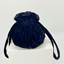 Vintage Evening Cinch Purse Bucket Bag Black Velvet Gothic Glam Party Ren Faire Evening Bag price