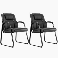 Office Guest Chair with Arms, Leather Stationary Waiting Room Chairs No Wheels Office Visitor Chair price