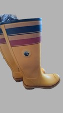 Pendleton Woolen Mills Women’s Yellow Knee High Rain Boots Striped Back Zip 9 Women's Boots price