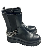 Wild Pair RockSann Black Chain Accented Lug Sole Boots, 8.5 Women's Boots price