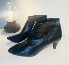 Time & Tru Women's Black Textured  Leather Ankle Boots Size 10 Women's Boots price