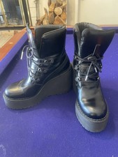 Puma Black Leather Platform Lace Up Wedge Ankle Boots Women's 8 UK 7 EUR 41.5 Women's Boots price
