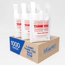 Thank You Plastic T-Shirt Bags 11.5x6.5x21 for Grocery Retail Shopping Carry Out Bags price
