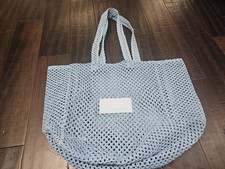 Dolce & Gabbana Light Blue Open Knit Mesh Large Tote Bag Logo Double Handles Bags price