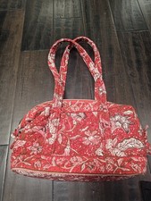 Stephanie Dawn Red/White Floral Quilted Shoulder Bag Zip Top, Double Handles Bags price
