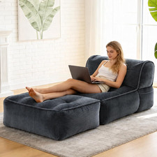 Large Bean Bag Lounger Chair - Oversized Comfy Floor Sofa - Gray Bean Bag Chair price