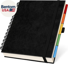 Hardcover Leather Lined Spiral Notebook 8X10" with Removable Dividers - Black - Hardcover Notebook price