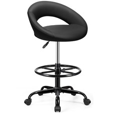 BESTFAIR OFFICE DRAFTING CHAIR - BAR STOOLS WITH BACK SUPPORT - BLACK Office Stool price