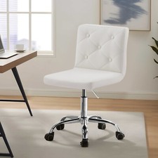 Home Office Chair Leather Rolling Task Chair Armless Vanity Chair Swivel Stool Office Stool price