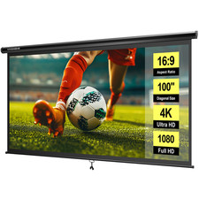 100" Pull Down Projector Screen 16:9 HD 4K Retractable Home Movie Theater Office Projector Screen price