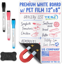 YES4QUALITY Magnetic Dry Erase White Board Sheet for Fridge 12X8 In, with Stain Whiteboard price