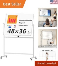 Large Rolling Whiteboard on Wheels, 48" x 36" Double-Sided Mobile White Board... Whiteboard price
