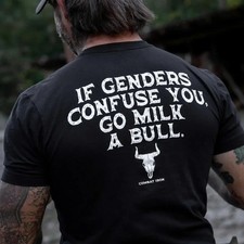 If Genders Confuse You Go Milk A Bull On Back Men's T-shirt Back Print T-shirt F Men's T-shirt price