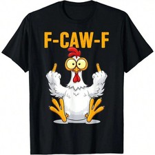 Men's Black T-Shirt With F-Caw-F Chicken Cartoon Print And Text Men's T-shirt price