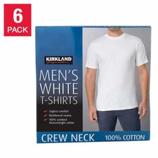 Kirkland Men's 6-pack White 100% Cotton Crew Neck T-shirt S M L XL XXL 3XL Men's T-shirt price