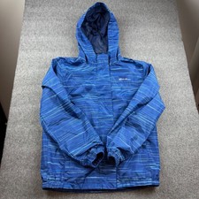 Eddie Bauer Windbreaker Jacket Kids L (14/16) Blue Striped Hooded Mesh Lined Boys' Jacket price