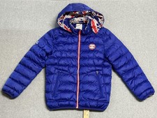 Naissi Jacket Boys 12-13 Blue Hooded Puffer Union Jack Flag Lining Zip Pockets Boys' Jacket price