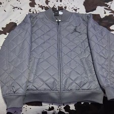 Jordan Boys Quilted Bomber Jacket Full Zip Lined Gray XL (13-15 Years) Boys' Jacket price